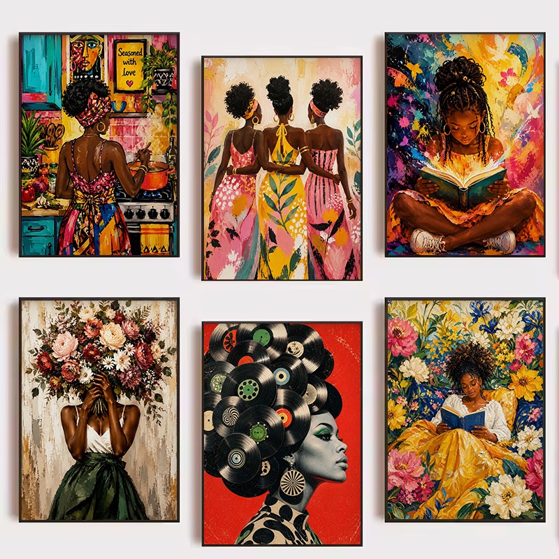 Colorful Afro Pop Art Black Wo - Home Cooking Reading 评论和价格