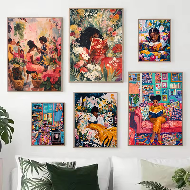 Abstract Vivid African Girl Co - Home Cooking Reading 评论和价格