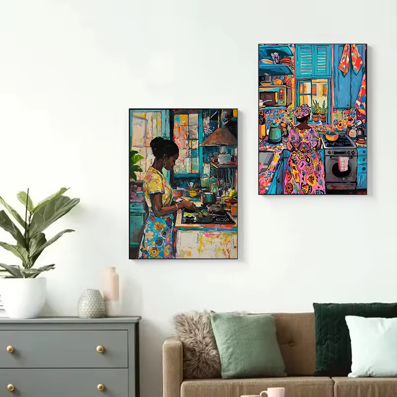 Abstract Vivid African Girl Co - Home Cooking Reading 评论和价格