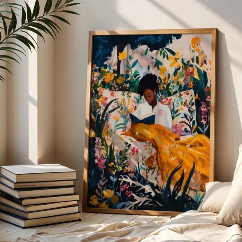Abstract Vivid African Girl Co - Home Cooking Reading 评论和价格
